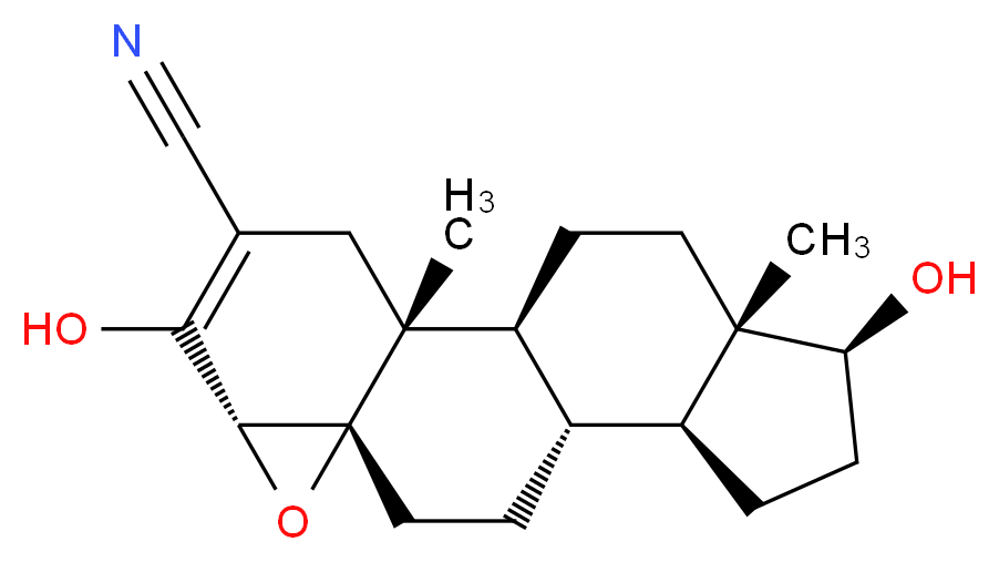 (1S,2R,6R,8S,11S,12S,15S,16S)-5,15-dihydroxy-2,16-dimethyl-7-oxapentacyclo[9.7.0.0^{2,8}.0^{6,8}.0^{12,16}]octadec-4-ene-4-carbonitrile_分子结构_CAS_13647-35-3