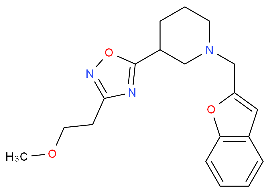 1-(1-benzofuran-2-ylmethyl)-3-[3-(2-methoxyethyl)-1,2,4-oxadiazol-5-yl]piperidine_分子结构_CAS_)