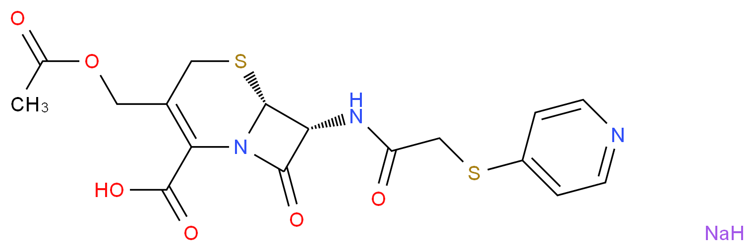 (6R,7R)-3-[(acetyloxy)methyl]-8-oxo-7-[2-(pyridin-4-ylsulfanyl)acetamido]-5-thia-1-azabicyclo[4.2.0]oct-2-ene-2-carboxylic acid sodium_分子结构_CAS_24356-60-3