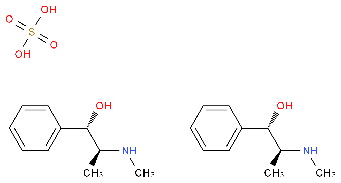 bis((1S,2S)-2-(methylamino)-1-phenylpropan-1-ol); sulfuric acid_分子结构_CAS_7460-12-0