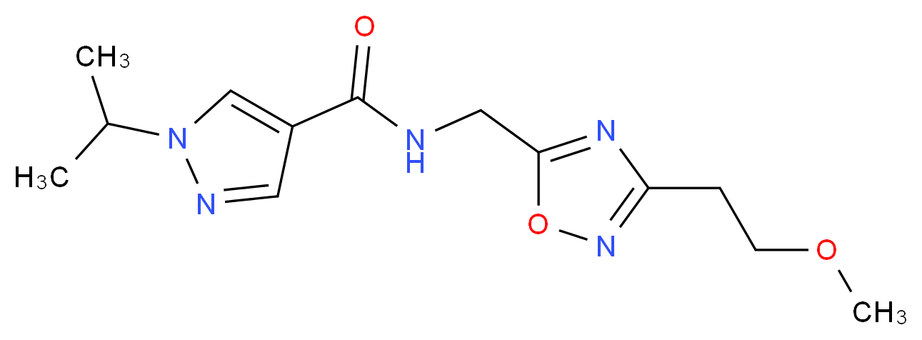 1-isopropyl-N-{[3-(2-methoxyethyl)-1,2,4-oxadiazol-5-yl]methyl}-1H-pyrazole-4-carboxamide_分子结构_CAS_)