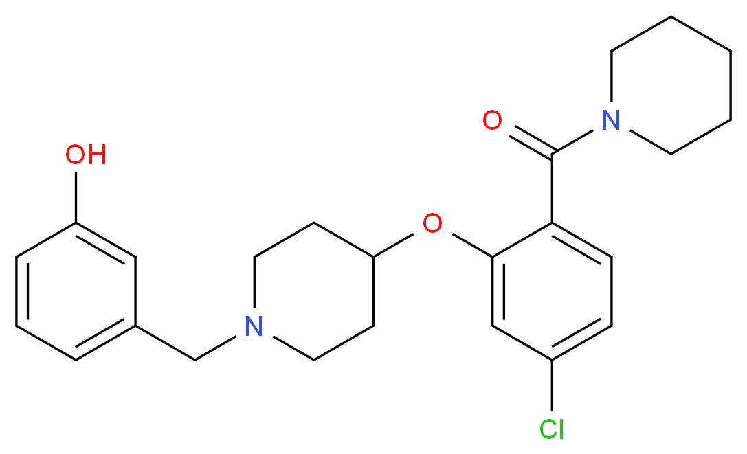 3-({4-[5-chloro-2-(1-piperidinylcarbonyl)phenoxy]-1-piperidinyl}methyl)phenol_分子结构_CAS_)