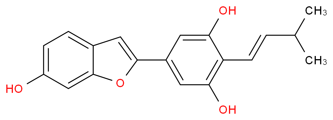 5-(6-hydroxy-1-benzofuran-2-yl)-2-[(1E)-3-methylbut-1-en-1-yl]benzene-1,3-diol_分子结构_CAS_936006-11-0