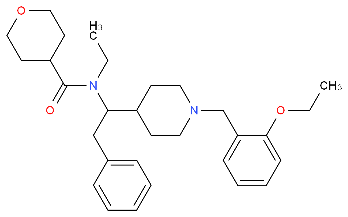 N-{1-[1-(2-ethoxybenzyl)-4-piperidinyl]-2-phenylethyl}-N-ethyltetrahydro-2H-pyran-4-carboxamide_分子结构_CAS_)