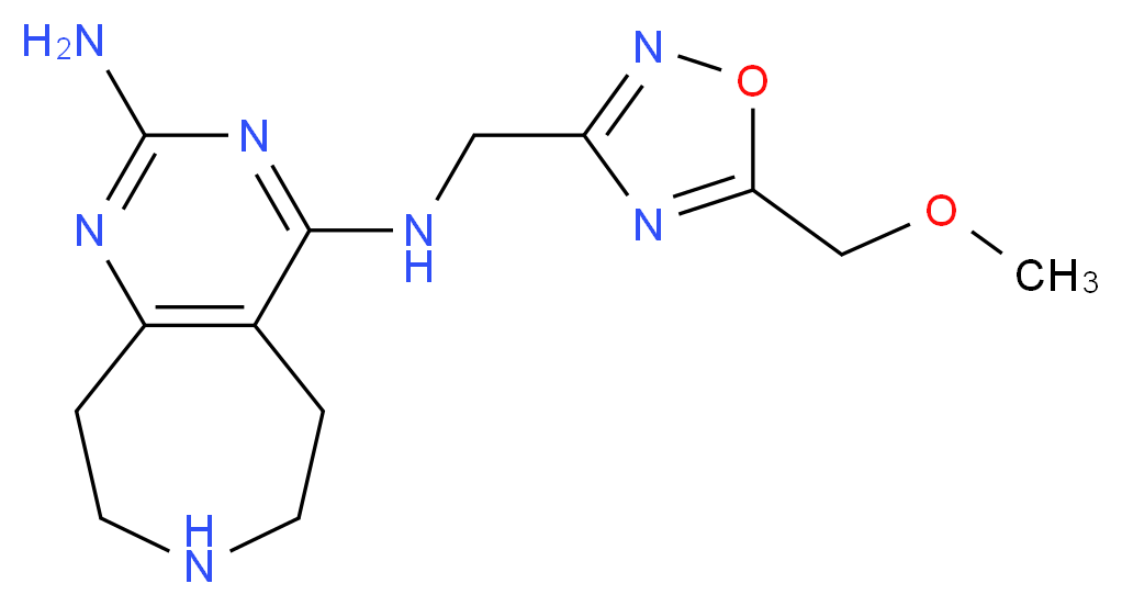 N~4~-{[5-(methoxymethyl)-1,2,4-oxadiazol-3-yl]methyl}-6,7,8,9-tetrahydro-5H-pyrimido[4,5-d]azepine-2,4-diamine_分子结构_CAS_)