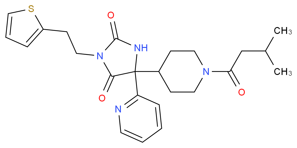 5-[1-(3-methylbutanoyl)-4-piperidinyl]-5-(2-pyridinyl)-3-[2-(2-thienyl)ethyl]-2,4-imidazolidinedione_分子结构_CAS_)