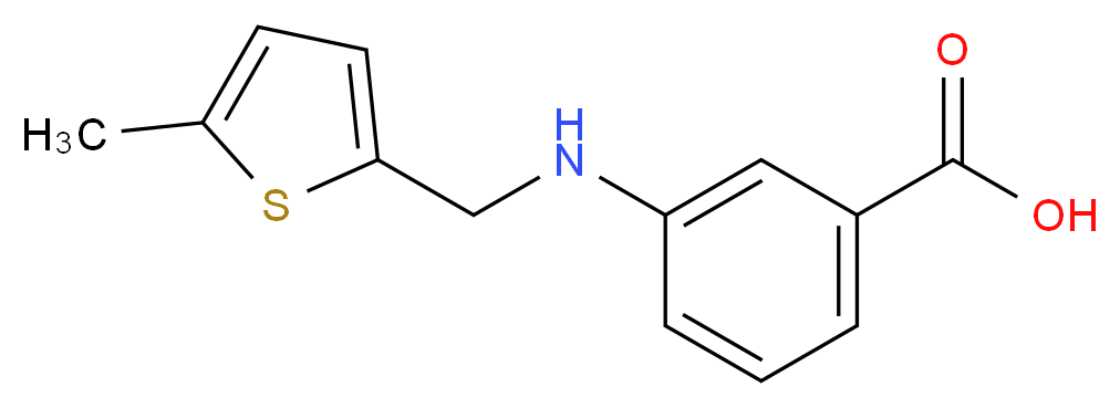 3-{[(5-methylthiophen-2-yl)methyl]amino}benzoic acid_分子结构_CAS_869950-50-5