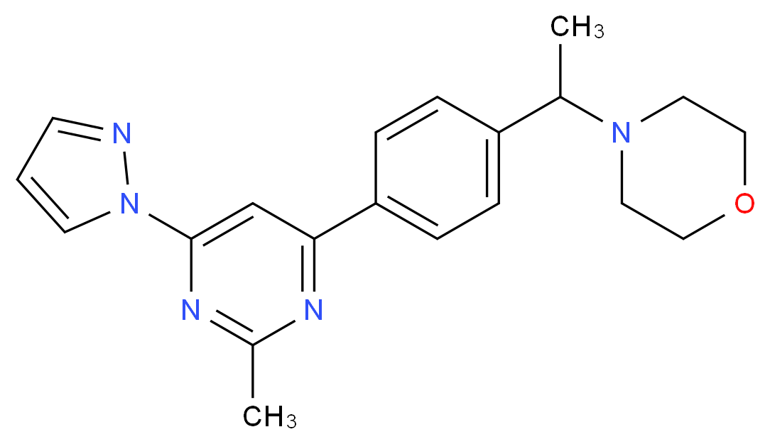 4-(1-{4-[2-methyl-6-(1H-pyrazol-1-yl)pyrimidin-4-yl]phenyl}ethyl)morpholine_分子结构_CAS_)