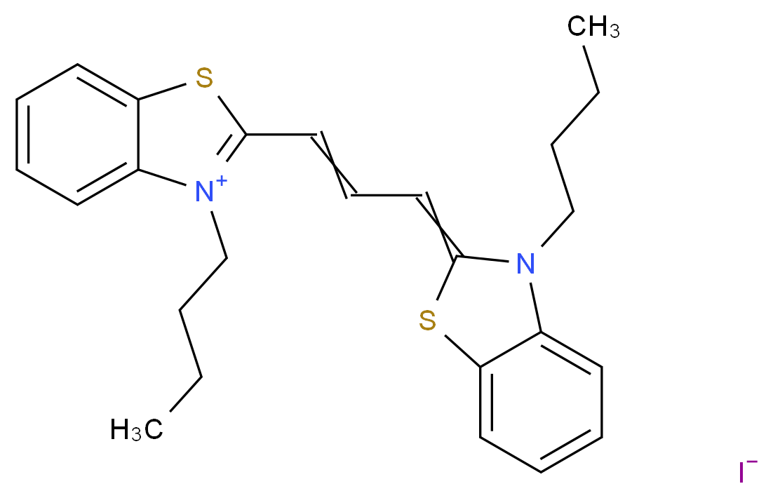 3,3′-二丁基噻碳菁碘化物_分子结构_CAS_53213-85-7)