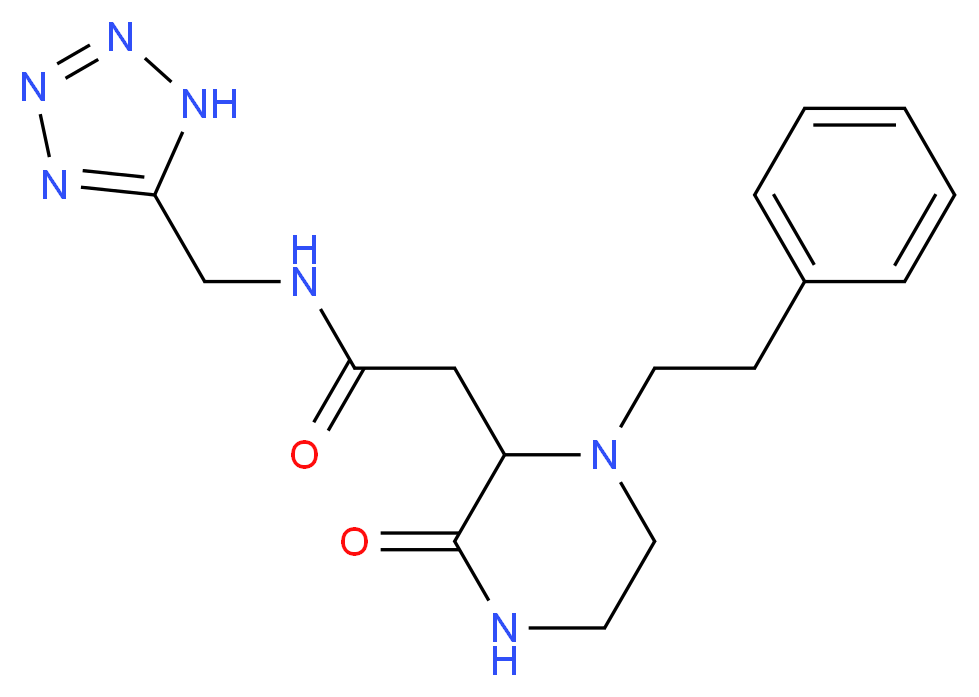 2-[3-oxo-1-(2-phenylethyl)-2-piperazinyl]-N-(1H-tetrazol-5-ylmethyl)acetamide_分子结构_CAS_)