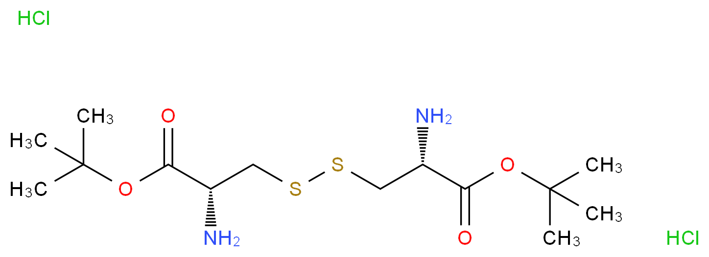 tert-butyl (2R)-2-amino-3-{[(2R)-2-amino-3-(tert-butoxy)-3-oxopropyl]disulfanyl}propanoate dihydrochloride_分子结构_CAS_38261-78-8