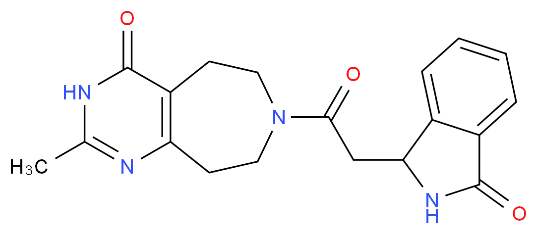 2-methyl-7-[(3-oxo-2,3-dihydro-1H-isoindol-1-yl)acetyl]-3,5,6,7,8,9-hexahydro-4H-pyrimido[4,5-d]azepin-4-one_分子结构_CAS_)