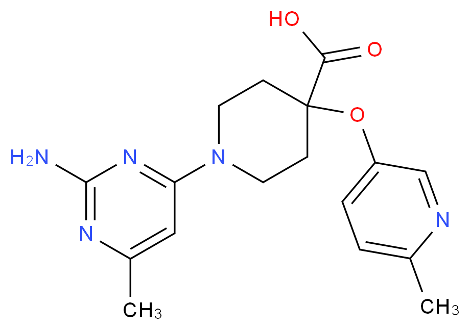 1-(2-amino-6-methylpyrimidin-4-yl)-4-[(6-methylpyridin-3-yl)oxy]piperidine-4-carboxylic acid_分子结构_CAS_)