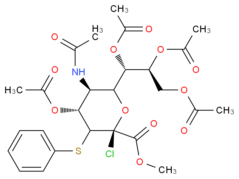 5-(Acetylamino)-2-chloro-2,5-dideoxy-3-S-phenyl-3-thio-D-erythro-α-L-gluco-2-nonulopyranosonic Acid Methyl Ester 4,7,8,9-Tetraacetate_分子结构_CAS_120104-58-7)