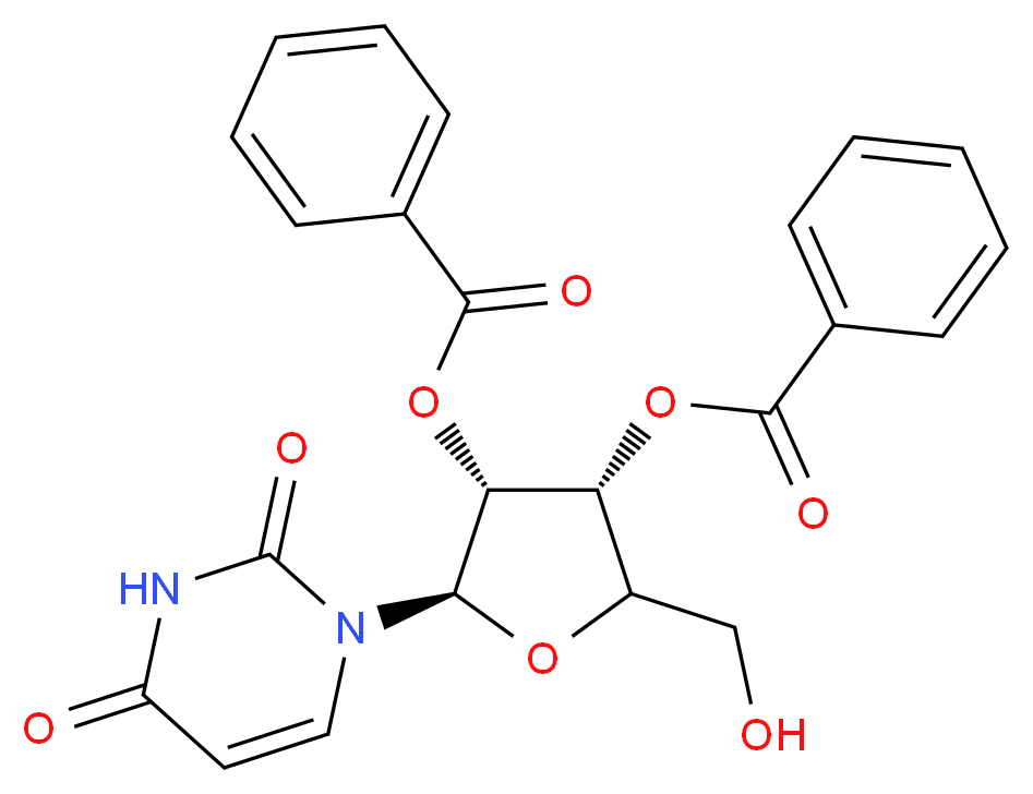 (2R,3R,4R)-4-(benzoyloxy)-2-(2,4-dioxo-1,2,3,4-tetrahydropyrimidin-1-yl)-5-(hydroxymethyl)oxolan-3-yl benzoate_分子结构_CAS_50408-20-3