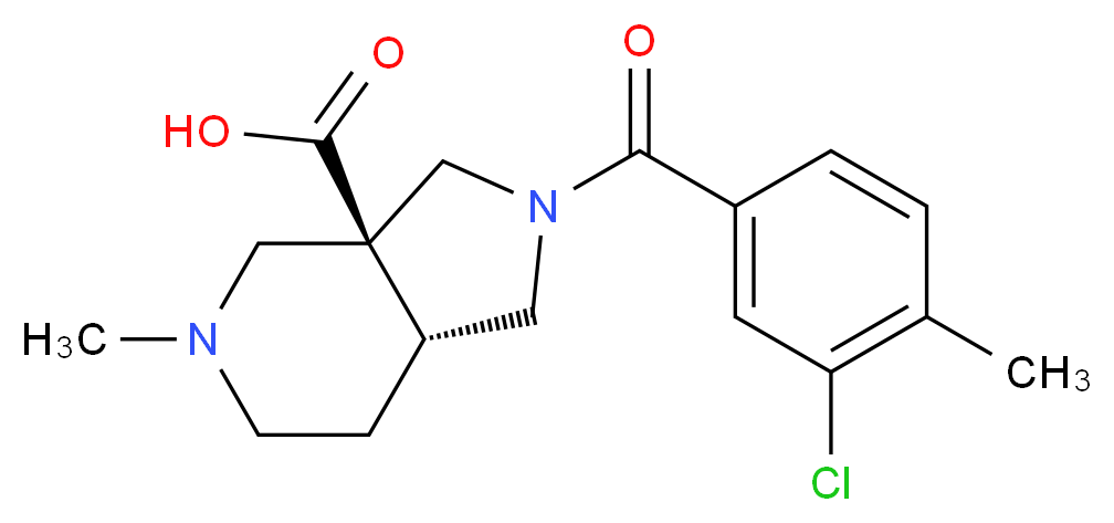 (3aS*,7aR*)-2-(3-chloro-4-methylbenzoyl)-5-methyloctahydro-3aH-pyrrolo[3,4-c]pyridine-3a-carboxylic acid_分子结构_CAS_)