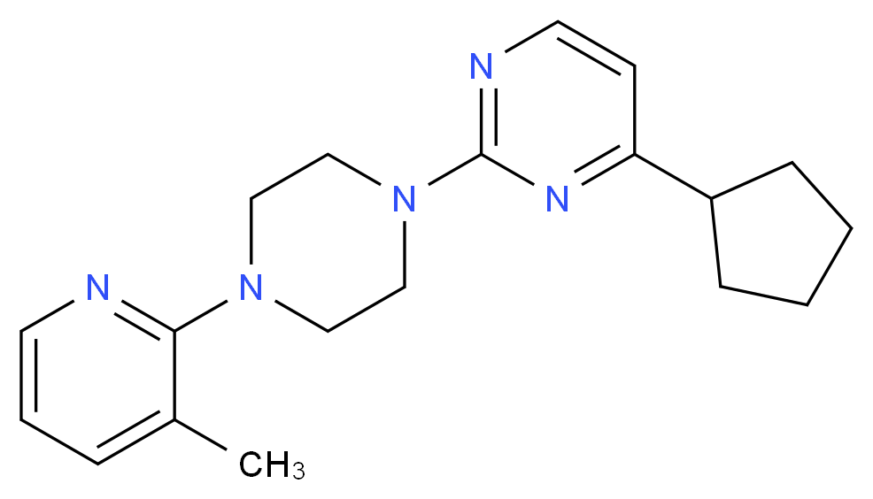 4-cyclopentyl-2-[4-(3-methyl-2-pyridinyl)-1-piperazinyl]pyrimidine_分子结构_CAS_)
