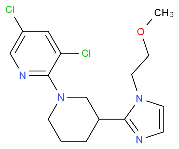 3,5-dichloro-2-{3-[1-(2-methoxyethyl)-1H-imidazol-2-yl]piperidin-1-yl}pyridine_分子结构_CAS_)