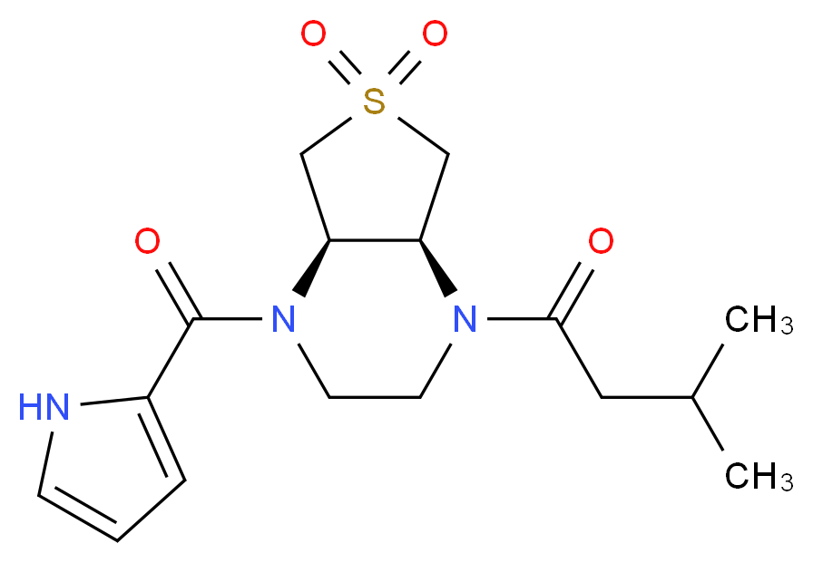 (4aR*,7aS*)-1-(3-methylbutanoyl)-4-(1H-pyrrol-2-ylcarbonyl)octahydrothieno[3,4-b]pyrazine 6,6-dioxide_分子结构_CAS_)