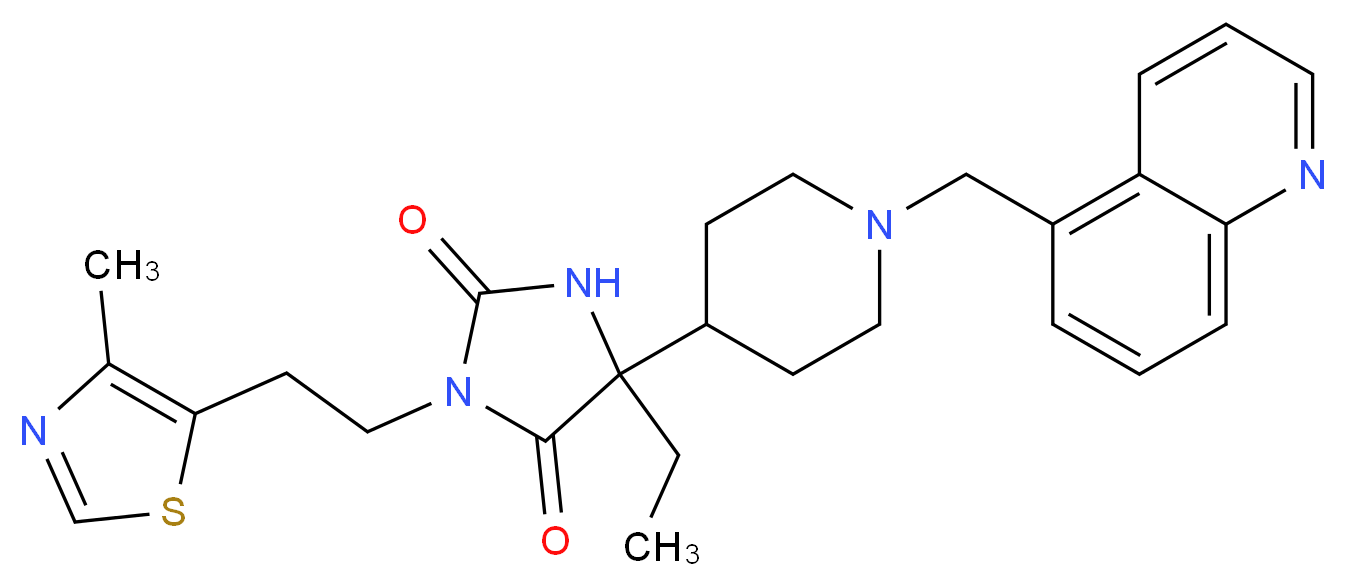 5-ethyl-3-[2-(4-methyl-1,3-thiazol-5-yl)ethyl]-5-[1-(5-quinolinylmethyl)-4-piperidinyl]-2,4-imidazolidinedione_分子结构_CAS_)