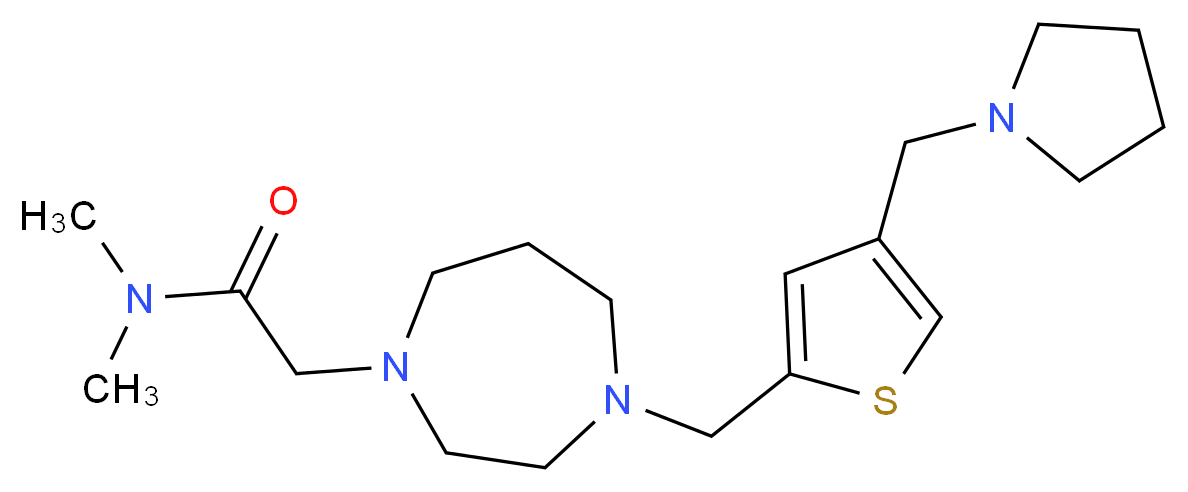 N,N-dimethyl-2-(4-{[4-(pyrrolidin-1-ylmethyl)-2-thienyl]methyl}-1,4-diazepan-1-yl)acetamide_分子结构_CAS_)