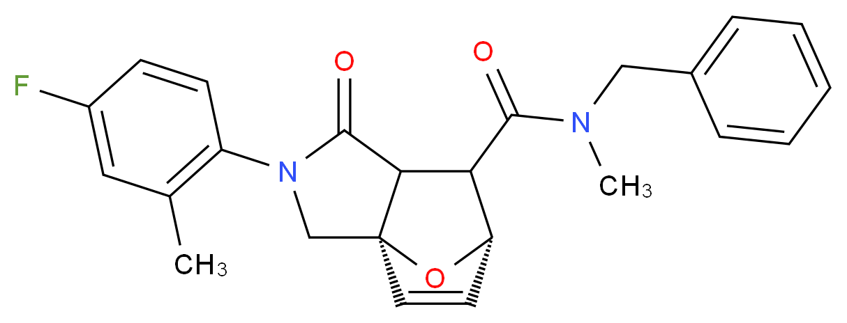 (3aR*,6S*)-N-benzyl-2-(4-fluoro-2-methylphenyl)-N-methyl-1-oxo-1,2,3,6,7,7a-hexahydro-3a,6-epoxyisoindole-7-carboxamide_分子结构_CAS_)