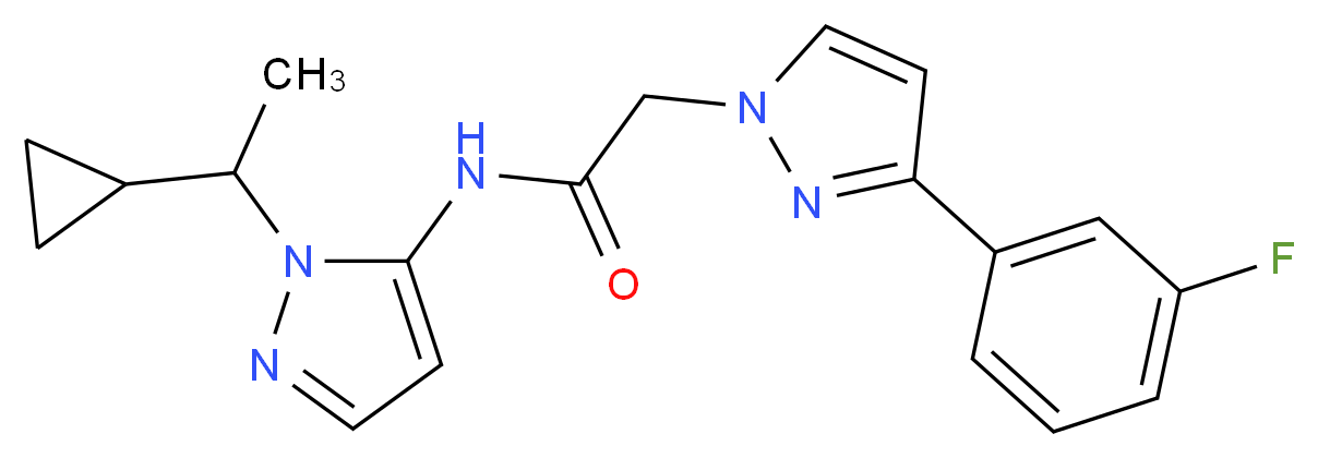 N-[1-(1-cyclopropylethyl)-1H-pyrazol-5-yl]-2-[3-(3-fluorophenyl)-1H-pyrazol-1-yl]acetamide_分子结构_CAS_)