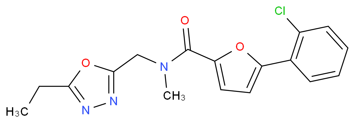 5-(2-chlorophenyl)-N-[(5-ethyl-1,3,4-oxadiazol-2-yl)methyl]-N-methyl-2-furamide_分子结构_CAS_)