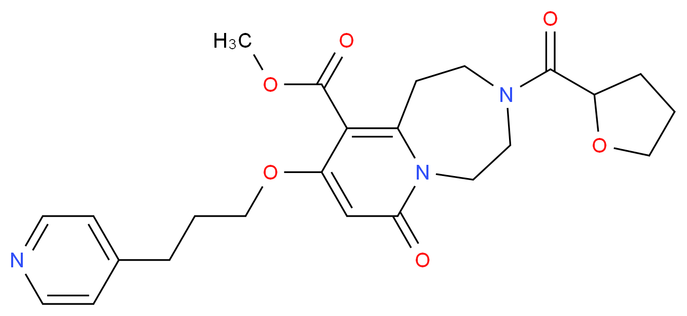 methyl 7-oxo-9-[3-(4-pyridinyl)propoxy]-3-(tetrahydro-2-furanylcarbonyl)-1,2,3,4,5,7-hexahydropyrido[1,2-d][1,4]diazepine-10-carboxylate_分子结构_CAS_)