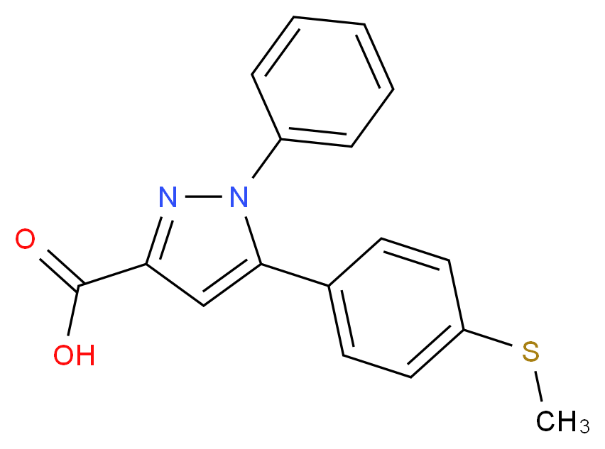 5-(4-METHYLSULFANYL-PHENYL)-1-PHENYL-1H-PYRAZOLE-3-CARBOXYLIC ACID_分子结构_CAS_1017781-22-4)