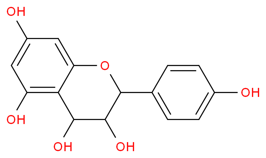 2-(4-hydroxyphenyl)-3,4-dihydro-2H-1-benzopyran-3,4,5,7-tetrol_分子结构_CAS_520-17-2