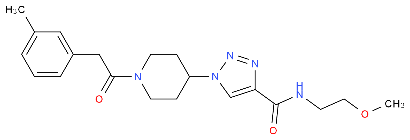 N-(2-methoxyethyl)-1-{1-[(3-methylphenyl)acetyl]-4-piperidinyl}-1H-1,2,3-triazole-4-carboxamide_分子结构_CAS_)