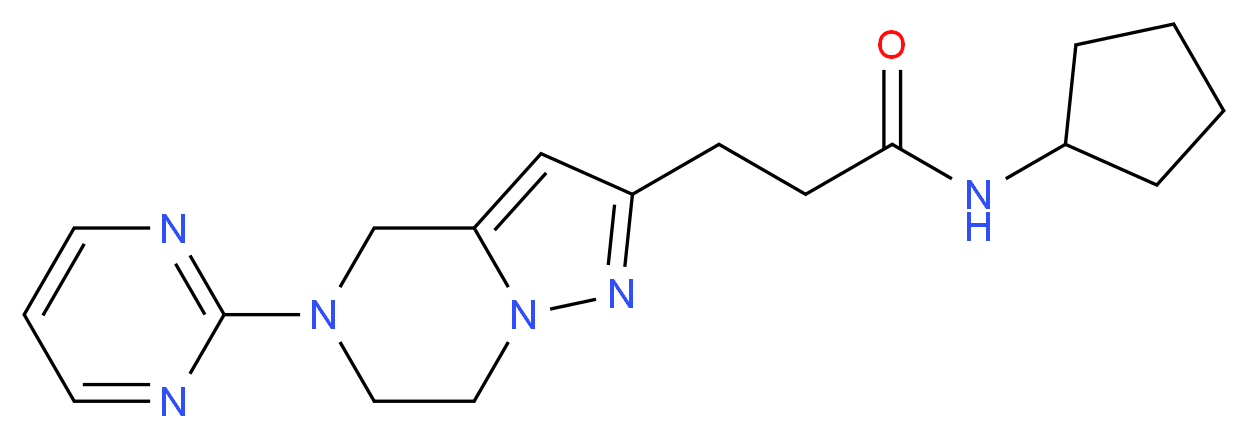 N-cyclopentyl-3-[5-(2-pyrimidinyl)-4,5,6,7-tetrahydropyrazolo[1,5-a]pyrazin-2-yl]propanamide_分子结构_CAS_)