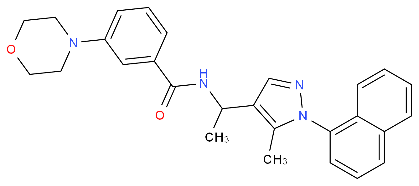N-{1-[5-methyl-1-(1-naphthyl)-1H-pyrazol-4-yl]ethyl}-3-(4-morpholinyl)benzamide_分子结构_CAS_)