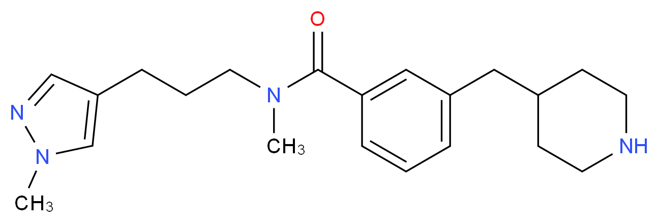 N-methyl-N-[3-(1-methyl-1H-pyrazol-4-yl)propyl]-3-(4-piperidinylmethyl)benzamide_分子结构_CAS_)
