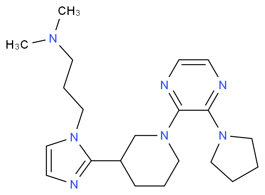 N,N-dimethyl-3-{2-[1-(3-pyrrolidin-1-ylpyrazin-2-yl)piperidin-3-yl]-1H-imidazol-1-yl}propan-1-amine_分子结构_CAS_)