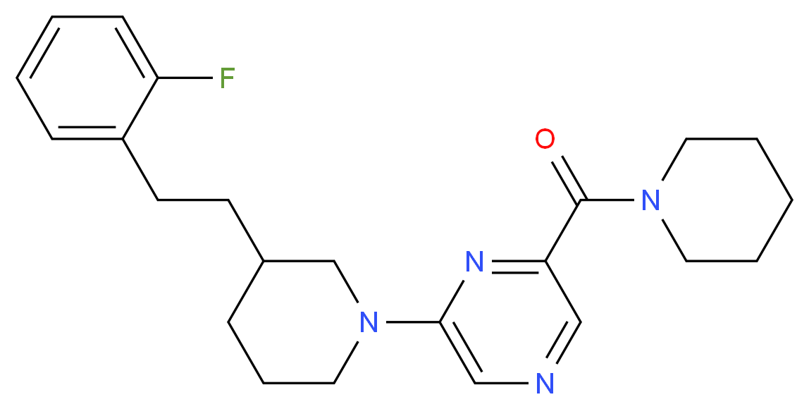 2-{3-[2-(2-fluorophenyl)ethyl]-1-piperidinyl}-6-(1-piperidinylcarbonyl)pyrazine_分子结构_CAS_)