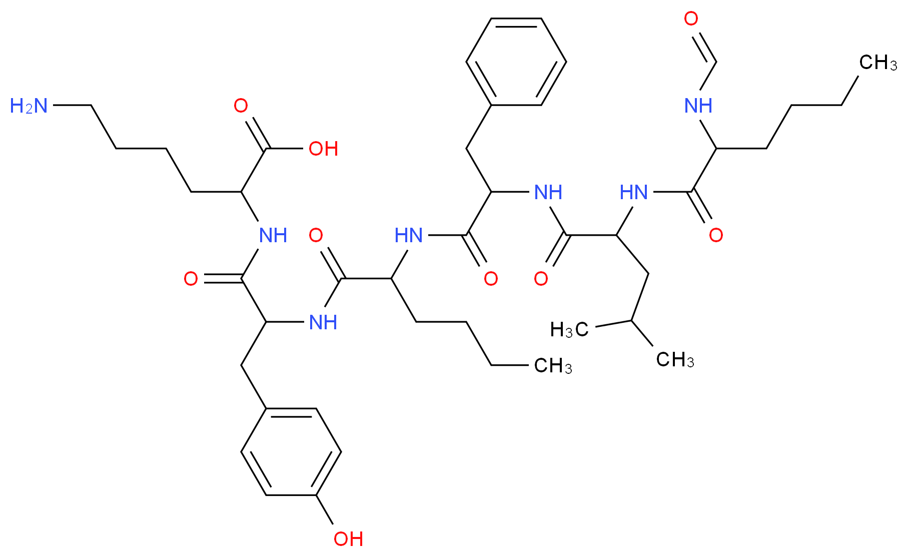 6-amino-2-[3-(4-hydroxyphenyl)-2-(2-{2-[2-(2-formamidohexanamido)-4-methylpentanamido]-3-phenylpropanamido}hexanamido)propanamido]hexanoic acid_分子结构_CAS_71901-21-8