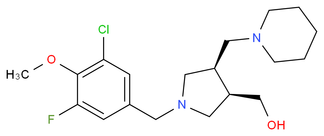 [(3R*,4R*)-1-(3-chloro-5-fluoro-4-methoxybenzyl)-4-(piperidin-1-ylmethyl)pyrrolidin-3-yl]methanol_分子结构_CAS_)