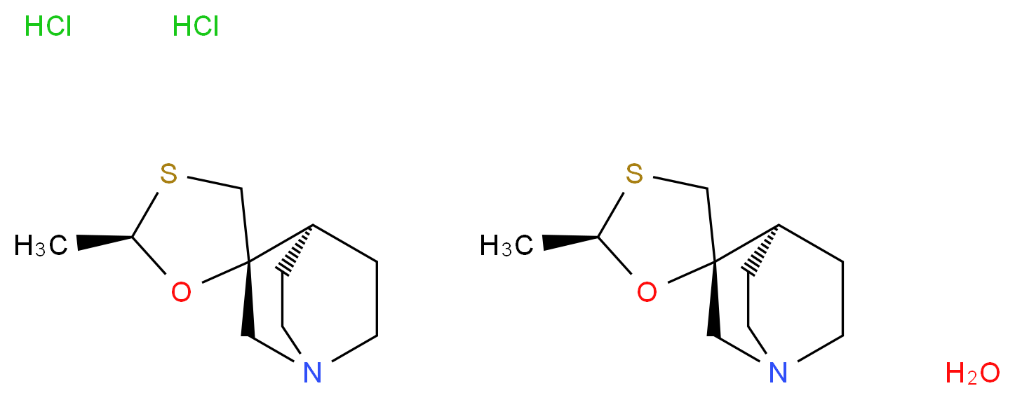 bis((2R,5'R)-5'-methyl-4-azaspiro[bicyclo[2.2.2]octane-2,2'-[1,4]oxathiolane]) hydrate dihydrochloride_分子结构_CAS_153504-70-2