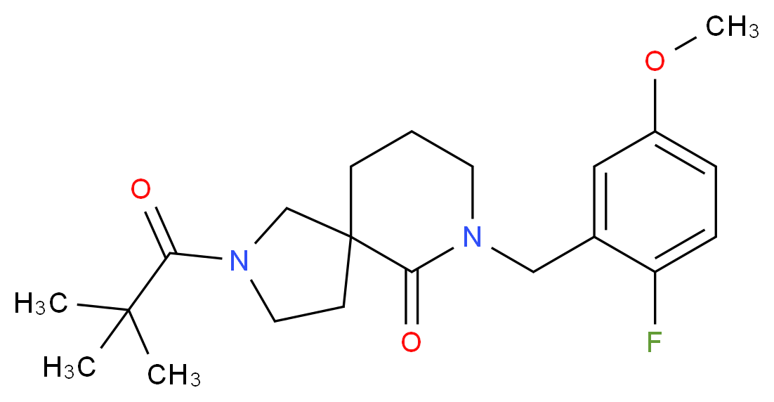 2-(2,2-dimethylpropanoyl)-7-(2-fluoro-5-methoxybenzyl)-2,7-diazaspiro[4.5]decan-6-one_分子结构_CAS_)