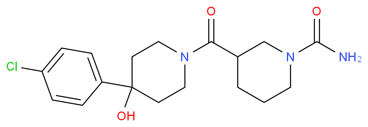 3-{[4-(4-chlorophenyl)-4-hydroxy-1-piperidinyl]carbonyl}-1-piperidinecarboxamide_分子结构_CAS_)