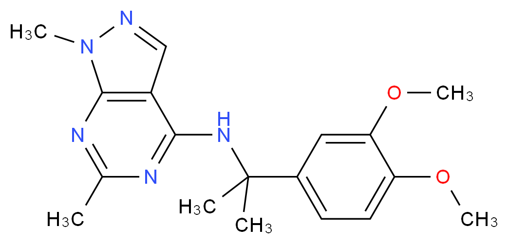 N-[1-(3,4-dimethoxyphenyl)-1-methylethyl]-1,6-dimethyl-1H-pyrazolo[3,4-d]pyrimidin-4-amine_分子结构_CAS_)