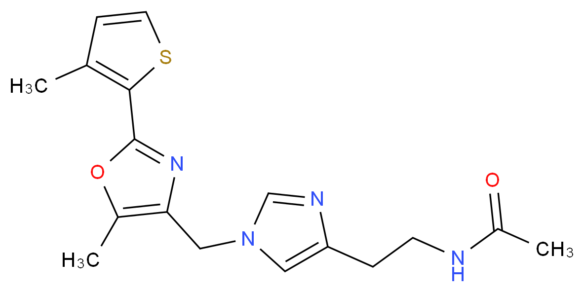 N-[2-(1-{[5-methyl-2-(3-methyl-2-thienyl)-1,3-oxazol-4-yl]methyl}-1H-imidazol-4-yl)ethyl]acetamide_分子结构_CAS_)