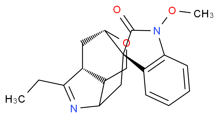 (1'S,3S,7'R)-6'-ethyl-1-methoxy-1,2-dihydro-10'-oxa-5'-azaspiro[indole-3,2'-tricyclo[5.3.1.0<sup>4</sup>,<sup>8</sup>]undecan]-5'-en-2-one_分子结构_CAS_82354-38-9