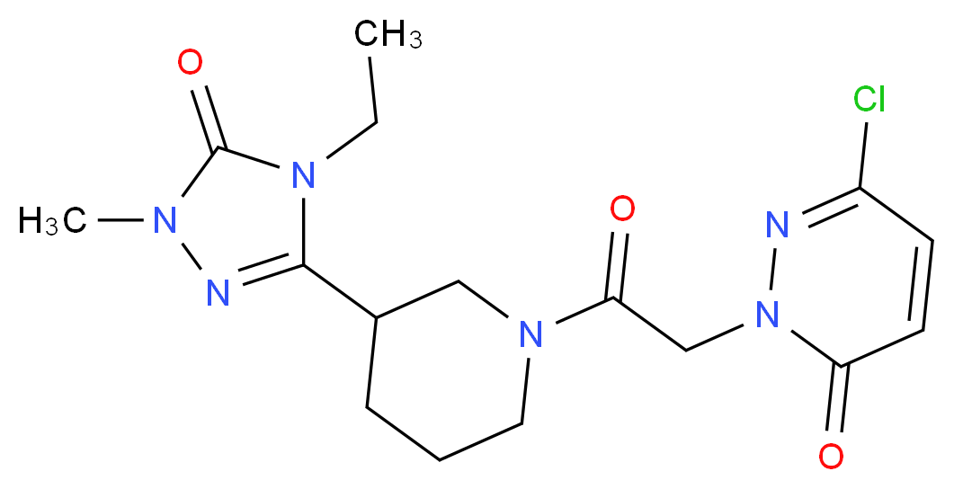6-chloro-2-{2-[3-(4-ethyl-1-methyl-5-oxo-4,5-dihydro-1H-1,2,4-triazol-3-yl)piperidin-1-yl]-2-oxoethyl}pyridazin-3(2H)-one_分子结构_CAS_)