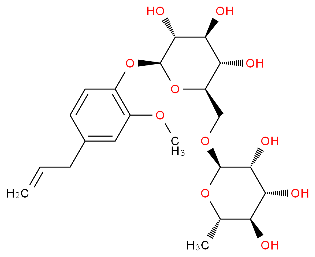 (2S,3R,4S,5S,6R)-2-[2-methoxy-4-(prop-2-en-1-yl)phenoxy]-6-({[(2R,3R,4R,5R,6S)-3,4,5-trihydroxy-6-methyloxan-2-yl]oxy}methyl)oxane-3,4,5-triol_分子结构_CAS_138772-01-7