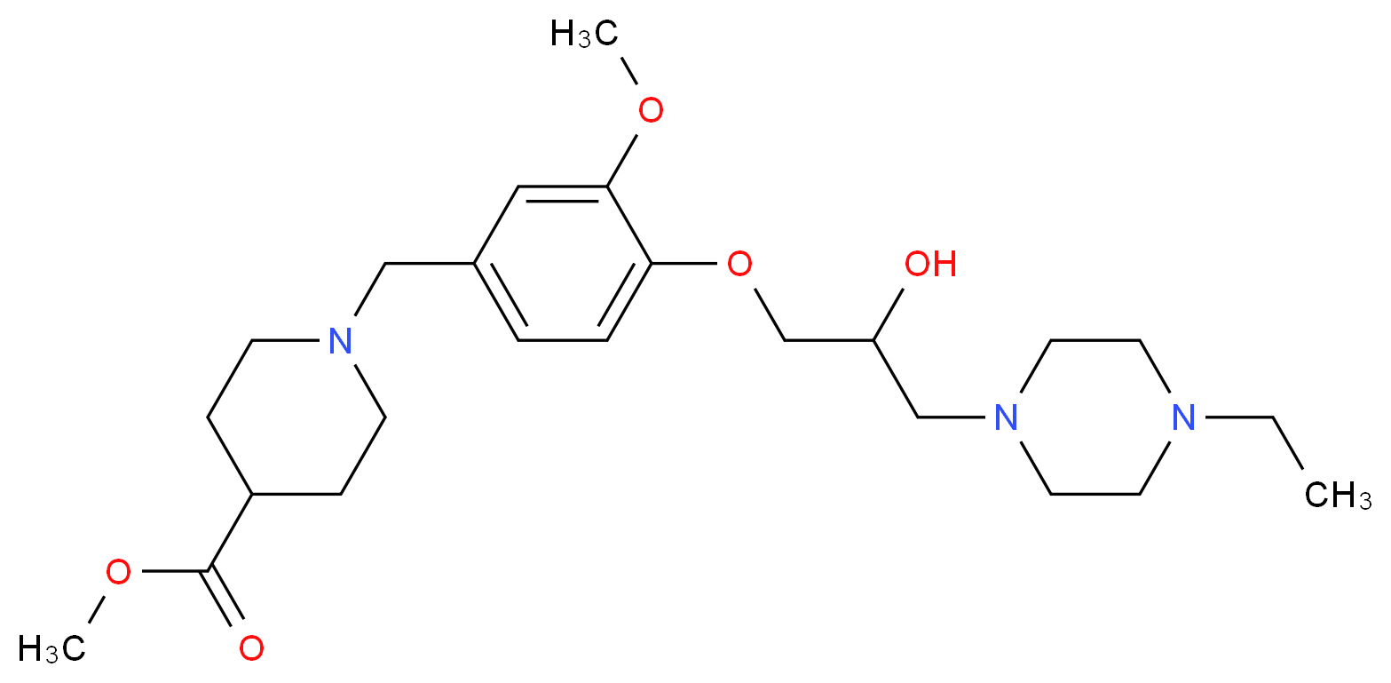 methyl 1-{4-[3-(4-ethyl-1-piperazinyl)-2-hydroxypropoxy]-3-methoxybenzyl}-4-piperidinecarboxylate_分子结构_CAS_)