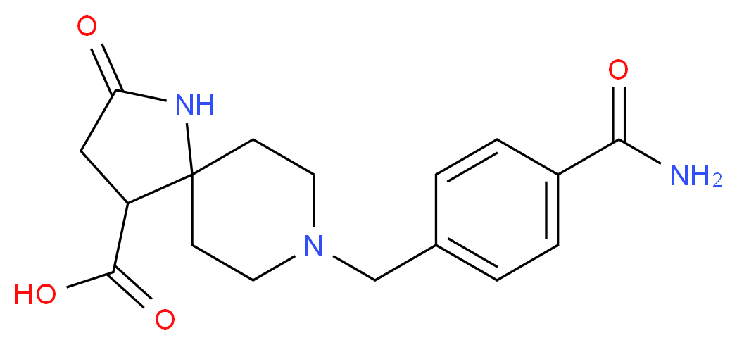 8-[4-(aminocarbonyl)benzyl]-2-oxo-1,8-diazaspiro[4.5]decane-4-carboxylic acid_分子结构_CAS_)