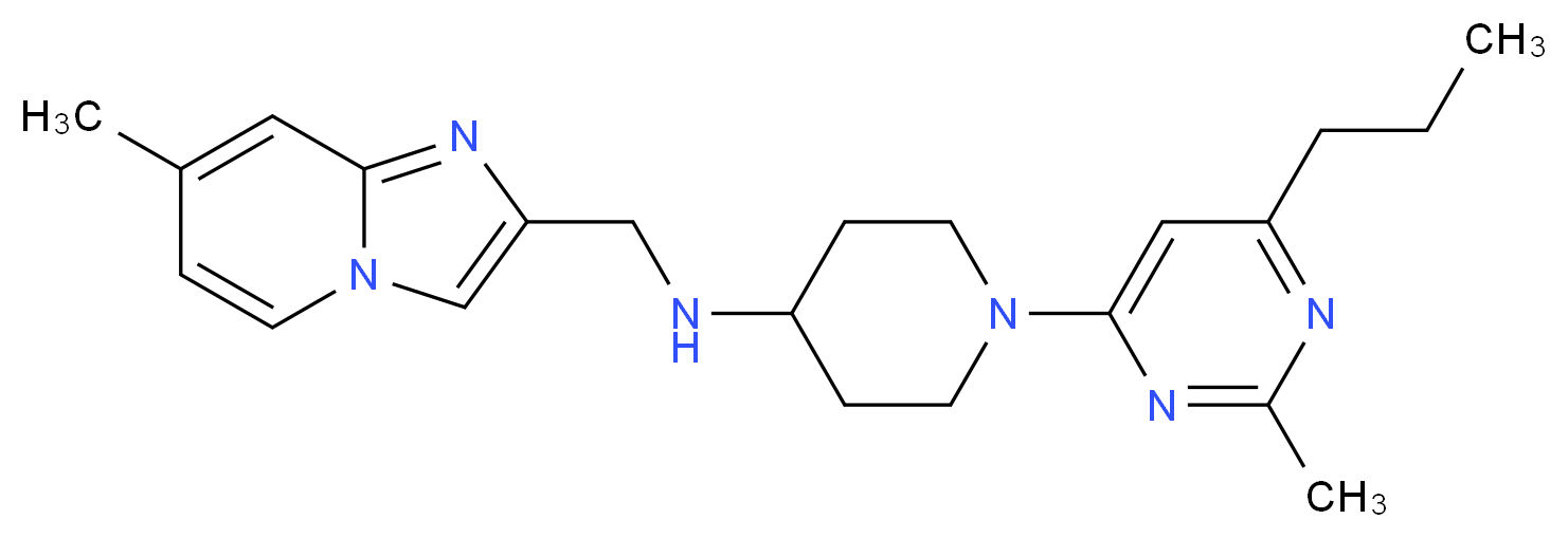 N-[(7-methylimidazo[1,2-a]pyridin-2-yl)methyl]-1-(2-methyl-6-propylpyrimidin-4-yl)piperidin-4-amine_分子结构_CAS_)